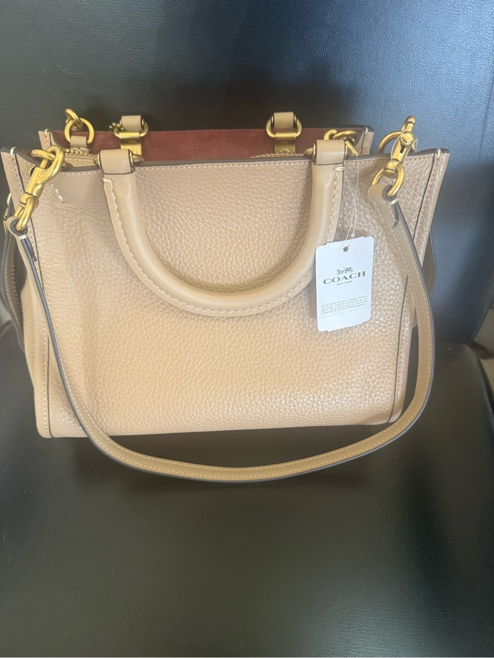 Coach Pebbled Leather Satchel in Tan